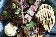 Middle Eastern feast: Lamb shawarma.