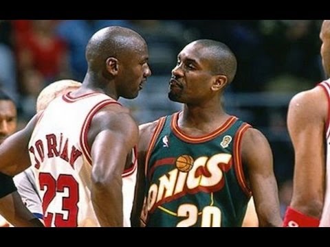 Michael Jordan (29-6-8) 1996 Finals Gm 2 vs. Sonics - MJ/Payton Trash Talk