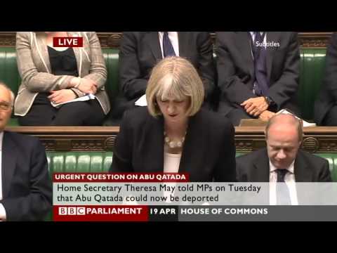 Home Secretary urgent question on terror suspect Abu Qatada deportation (19Apr12)