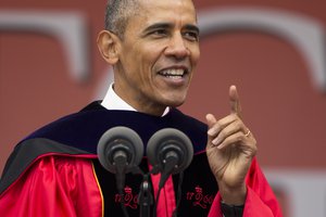 President Barack Obama speaks during Rutgers University's 250th Anniversary commencement ceremony, on Sunday, May 15, 2016, in Piscataway, N.J.