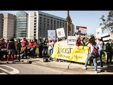 Donald Trump protesters gather outside CA GOP convention