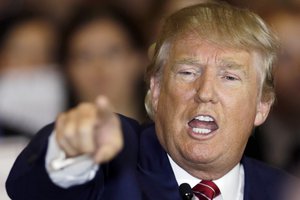 Republican presidential candidate Donald Trump holds a news conference in Trump Tower, Thursday, Sept. 3, 2015 in New York.