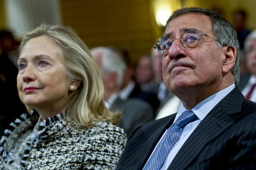 Defense Secretary Leon Panetta with Secretary of State Hillary Clinton at NATO conference in Munich, Germany, Feb. 4 (Official Defense Department photo)