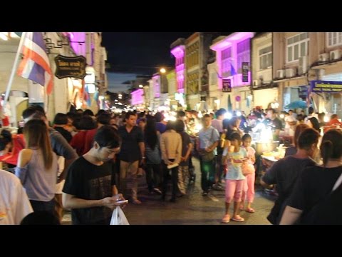 Phuket Walking Street Night Market. Street Food and Shopping Every Sunday in Phuket Town, Thailand