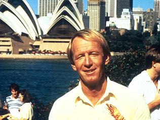 Undated. Poster from past Australian tourism campaign featuring actor Paul Hogan and 'put another shrimp on the barbie'.
