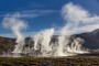 Steam pours from the Tatio Geysers shortly after sunrise, near San Pedro de Atacama, Chile.