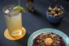 Batanga cocktail with the pickled tartare and a bowl of macadamias served at PS Soda on May 14, Photo by Dominic ...