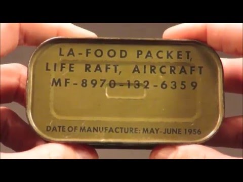 1956 LA Food Packet Abandon Aircraft Survival Ration Oldest 60 Year Charms Eaten Candy Milk Tablet