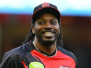 MELBOURNE, AUSTRALIA - JANUARY 18: Chris Gayle of the Renegades smiles prior to the Big Bash League match between the Melbourne Renegades and the Adelaide Strikers at Etihad Stadium on January 18, 2016 in Melbourne, Australia. (Photo by Graham Denholm/Getty Images)