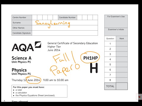 GCSE AQA Physics June 2014 PH1HP Full Paper