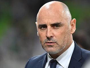 Kevin Muscat, head coach of the Melbourne Victory, gestures during the AFC Champions League round-of-16 football match between the Melbourne Victory and Jeonbuk Hyundai Motors in Melbourne on May 17, 2016. / AFP PHOTO / Paul Crock / IMAGE RESTRICTED TO EDITORIAL USE - STRICTLY NO COMMERCIAL USE