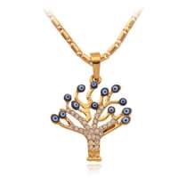 U7 New Evil Eyes Lucky Eye Pendant Unique Tree Design 18K Real Gold Plated Rhinestone for Women