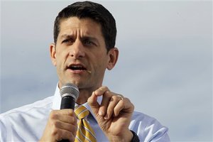 Republican vice presidential candidate, Rep. Paul Ryan, R-Wis., gestures as he speaks during a campaign event at Johnson's Corner