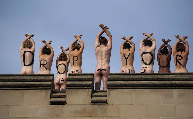 (IMAGE: Fossil Free University of Melbourne.) A creative action at Melbourne University earlier this month.