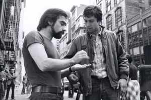 Martin Scorsese and Robert De Niro on set of Taxi Driver, USA, 1976. 