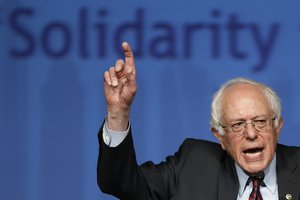 Democratic presidential candidate, Sen. Bernie Sanders, I-Vt. speaks during a campaign stop, Thursday, April 7, 2016, at the Pennsylvania AFL-CIO Convention in Philadelphia.