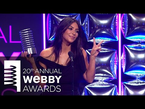 Kara Swisher presents to Kim Kardashian West at The 20th Annual Webby Awards