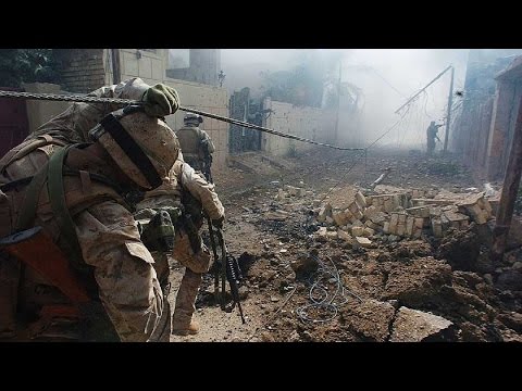 Iraq War 2004. USA Forces in Fallujah - Combat Footage