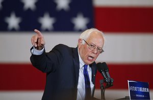 Democratic presidential candidate Sen. Bernie Sanders, I-Vt., speaks during a campaign event, Monday, April 4, 2016, in Milwaukee.