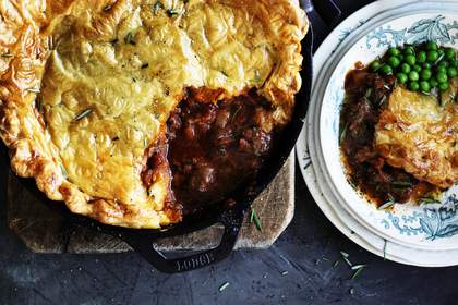 Lamb, red wine and rosemary pot pie.