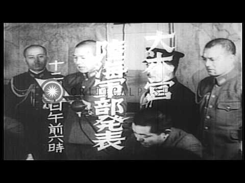 Prime Minister Hideki Tojo addresses the people of Japan regarding World War II. HD Stock Footage