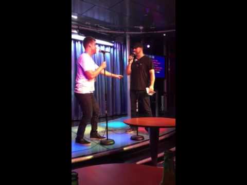 Lance Bass and Joey Fatone singing I Want it That Way Karaoke night on DirtyPopAtSea