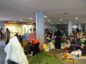 Migrants at Eastern Railway Station and refugees  live on Friday, the 4th of September, 2015.