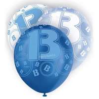 13th Birthday Blue Printed Latex Balloons 30.4cm 6pk