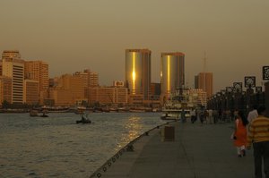 Dubai creek view at evening time, UAE, November 2007