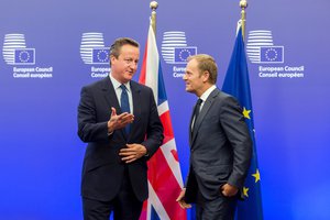 European Council President Donald Tusk, right, and British Prime Minister David Cameron