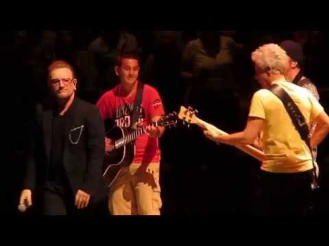 U2 - Angel of Harlem (Bono gives kid guitar) - Boston Garden, Boston, MA - July 11, 2015