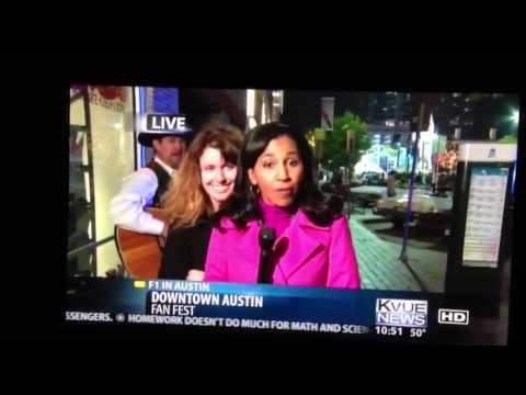 Drunk lady interrupts Kvue F1 News report Austin, TX