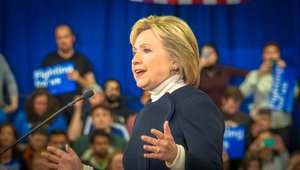 Hillary Clinton presidential campaign Speech to supporters after conceding to Bernie Sanders, Hooksett New Hampshire, USA