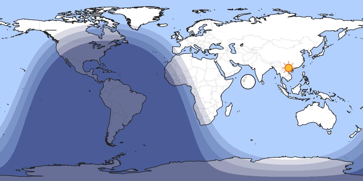 Map showing day and night parts of the world