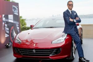 Ferrari design director Flavio Manzoni with the GTC4Lusso at Vivid Sydney. 