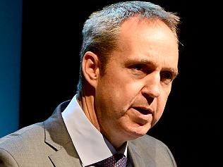 South32 CEO Graham Kerr speaks at the Melbourne Mining Club lunch in Melbourne, Thursday, June 2, 2016. (AAP Image/Mal Fairclough) NO ARCHIVING, EDITORIAL USE ONLY