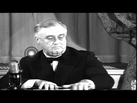 US President Franklin Roosevelt's "Great Arsenal of Democracy" speech. HD Stock Footage