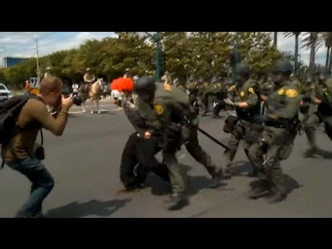 Chaos outside Donald Trump rally in Anaheim, California