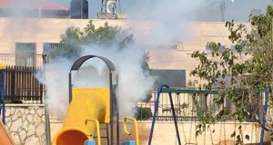 Children's playground showered in tear gas