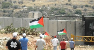 Photo from demonstration in Ni'lin. Photo credit: Palestine Solidarity Campaign