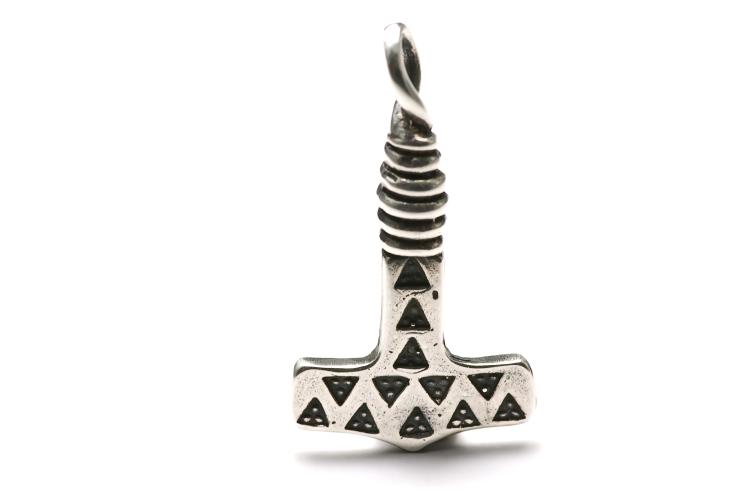 Necklace pendant shaped like Thor's hammer Mjölnir.