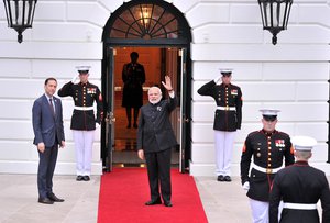 The Prime Minister of India Narendra Modi arrives at the White House, in Washington D.C. on March 31, 2016, United States of America