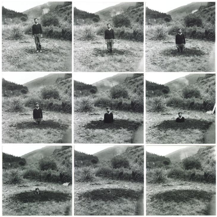 Keith Arnatt, 'Self-Burial (Television Interference Project)' 1969