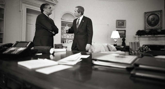 Photo of Bush and Tenet in White House