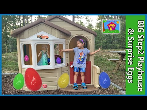 MEGA GIANT SURPRISE BOX STEP2 Playhouse + Egg Hunt for Huge Surprise Eggs Opening Toys Frozen Elsa