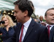 Ed Miliband being hit in the back of the head with an egg