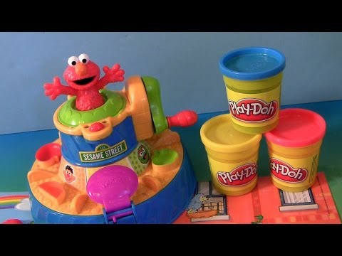 Play Doh Color Mixer Learn Colors as Elmo Talks With Cookie Monster Sesame Street toy Review