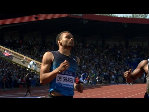 Andre De Grasse wins Men's 200m - Birmingham Diamond League 2016 HD