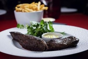 Steak and fries at Cafe Ananas.