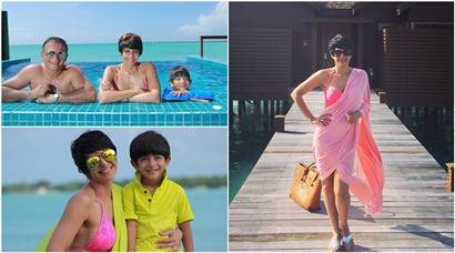 Mandira Bedi explores beaches of Maldives with husband Raj Kaushal and son Vir, see pics